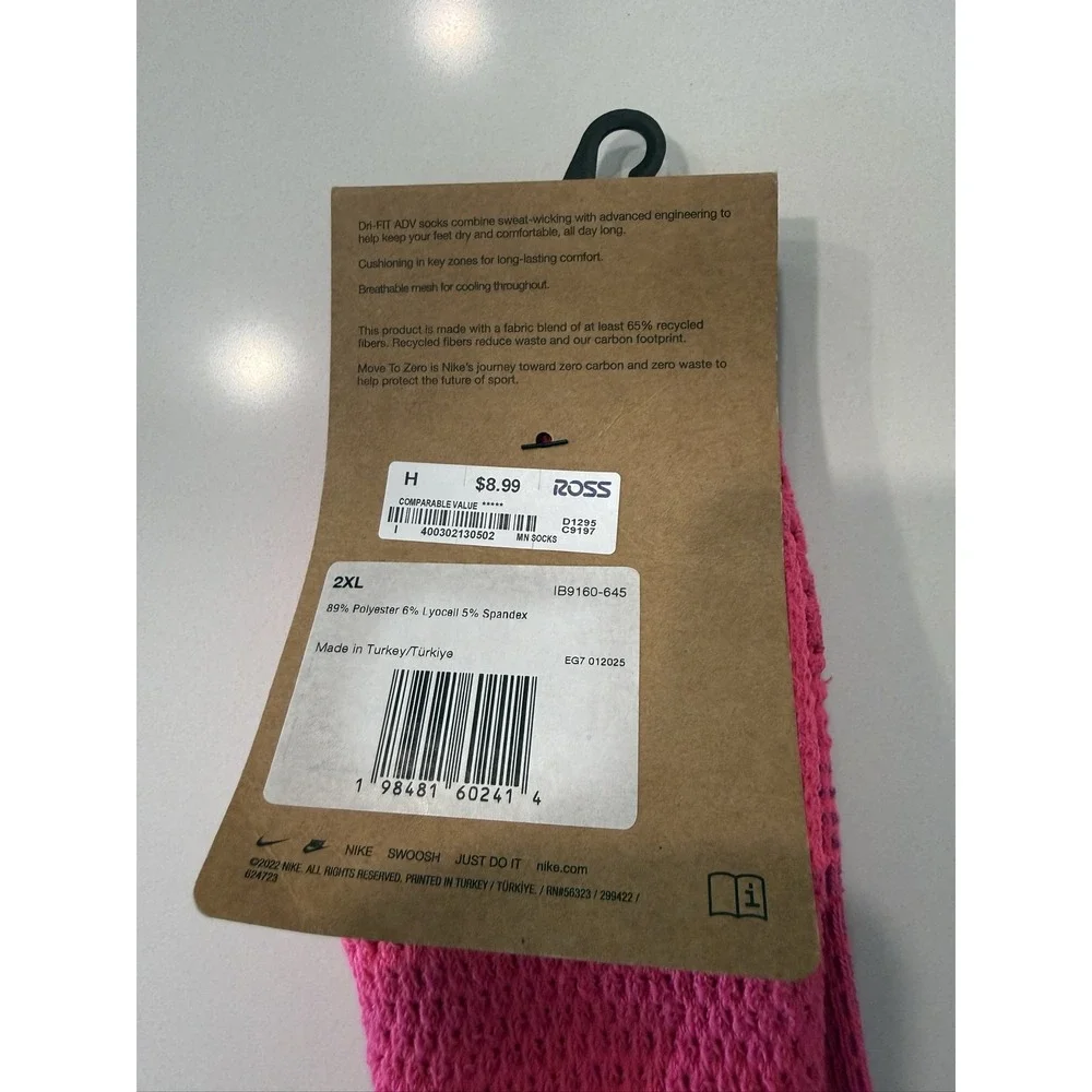 Nike Unicorn Socks Men's 2XL Pink Dri-FIT ADV Cushioned Crew
